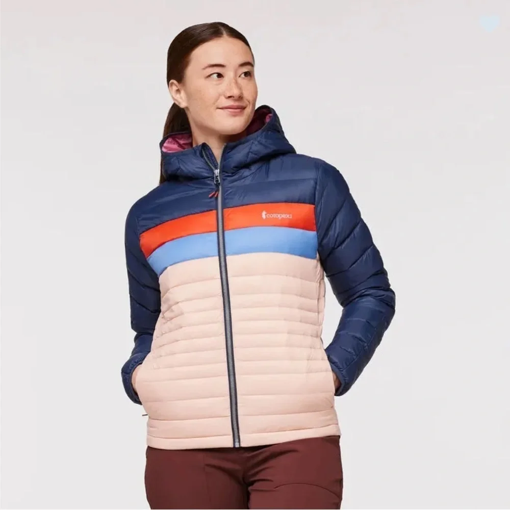 Cotopaxi Women's XL Fuego Hooded Down Jacket Ink Rosewood Pink Blue NWT - Picture 8 of 12